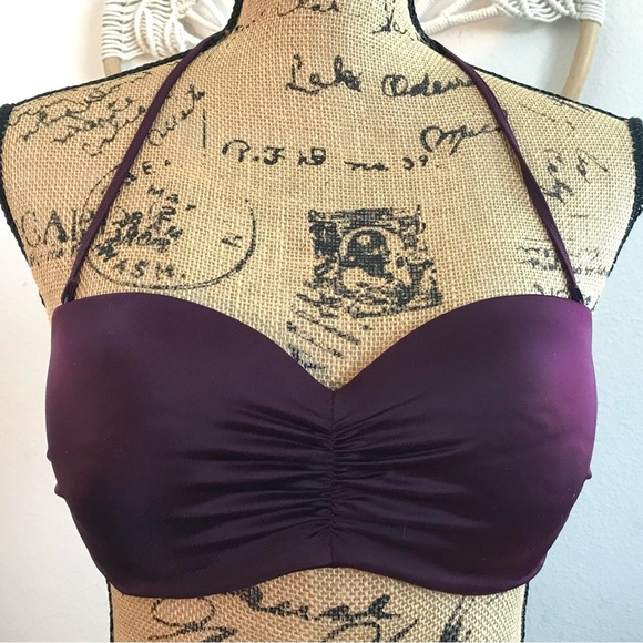 Victoria's Secret PINK Bandeau Swim Top Size Medium Purple Removable Straps - Picture 1 of 10